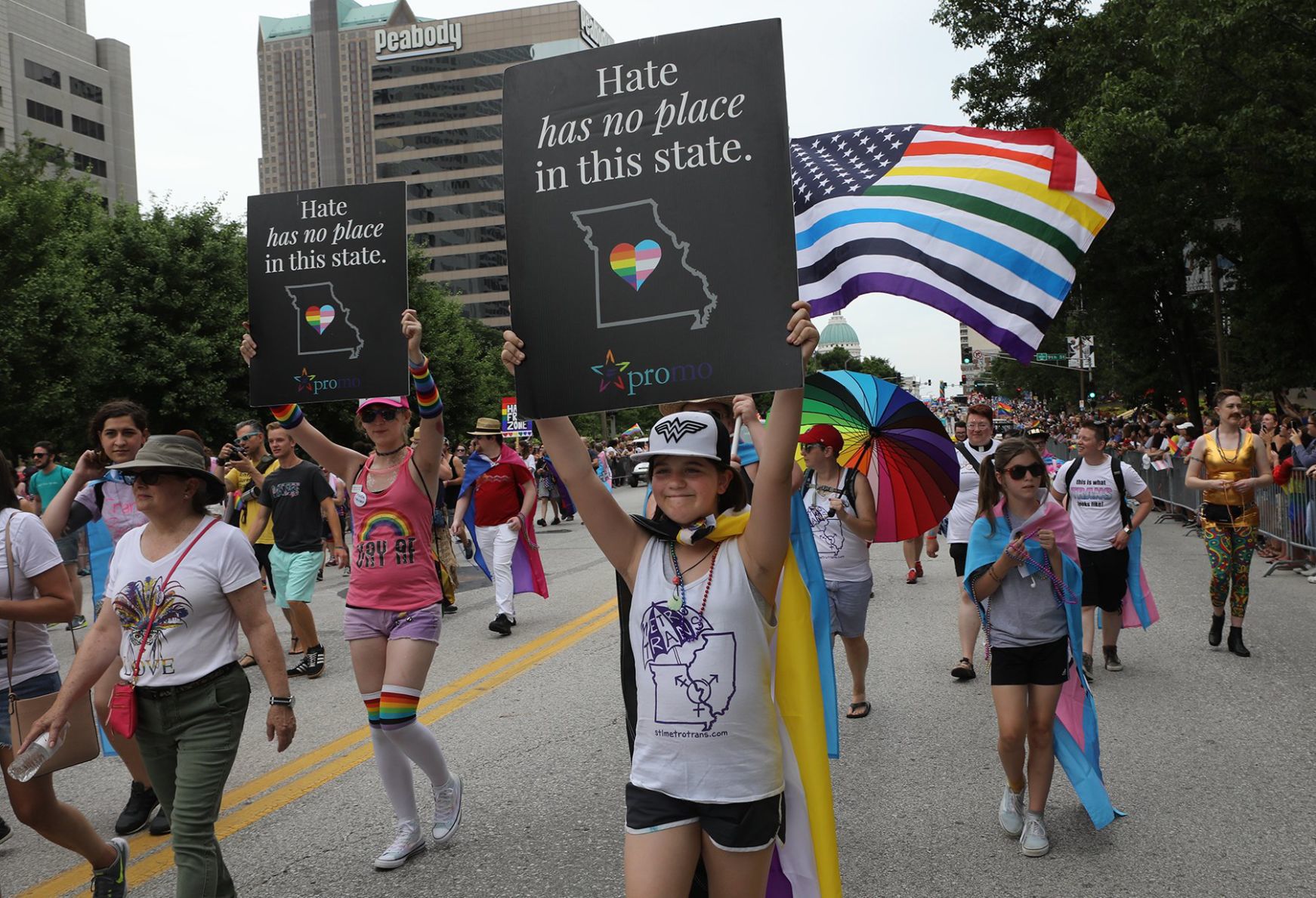 Thousands Watch the Pride Parade downtown